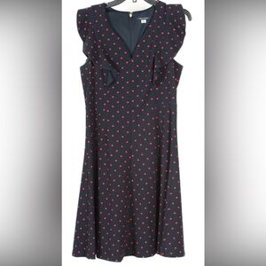 Tommy Hilfiger Women’s Dress 8 Blue Red Polka Dot A Line Ruffle Short Sleeve
